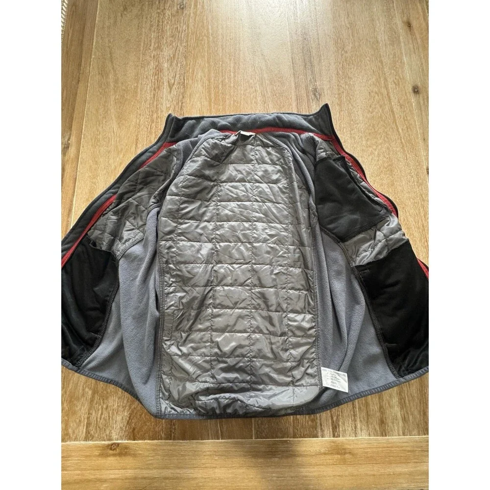 Orvis Mens Medium Hybrid Mixed Media Jacket Gray Puffer Fleece Full Zip Flaws